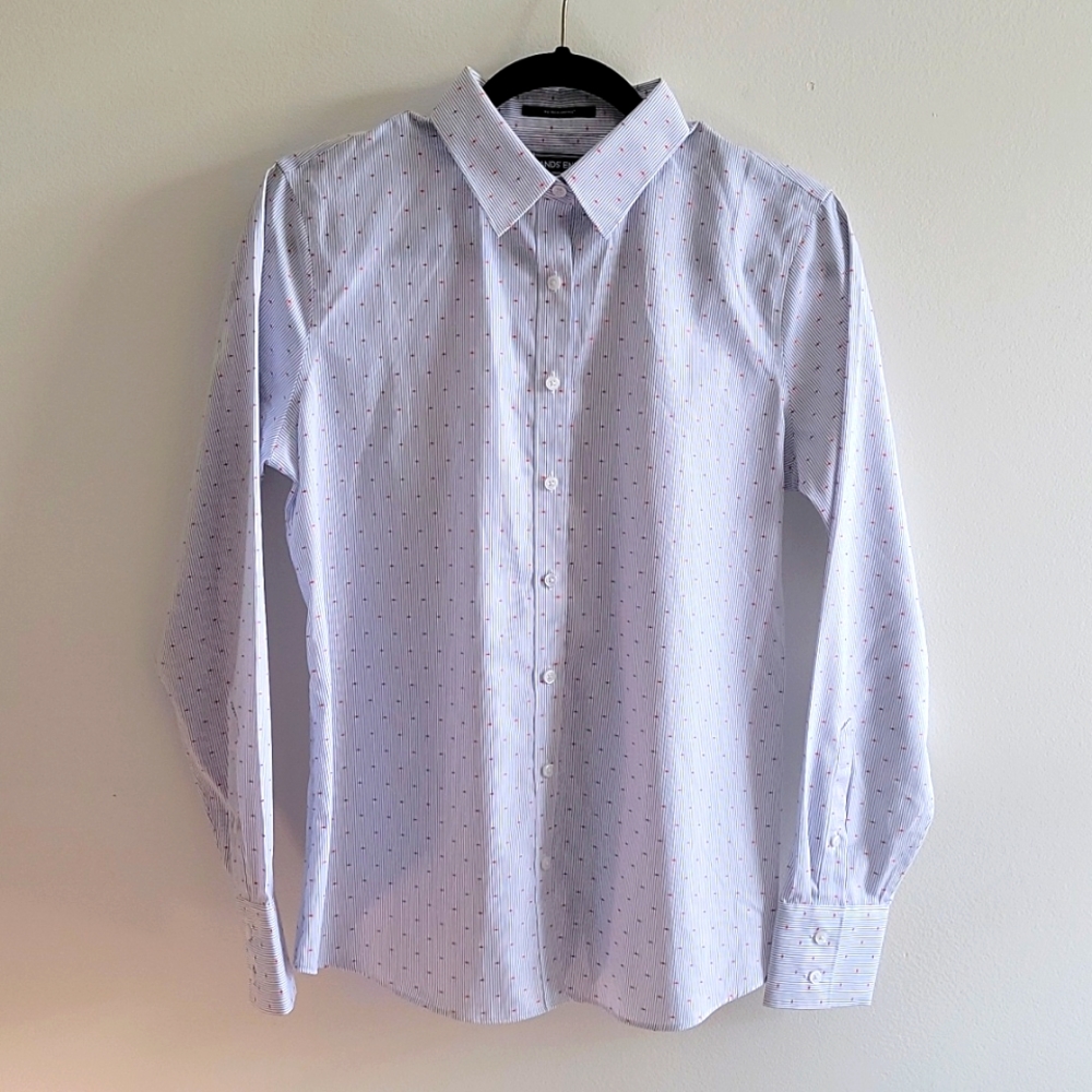 Land's End No Iron Supima Cotton Long Sleeve Shirt Size 6
